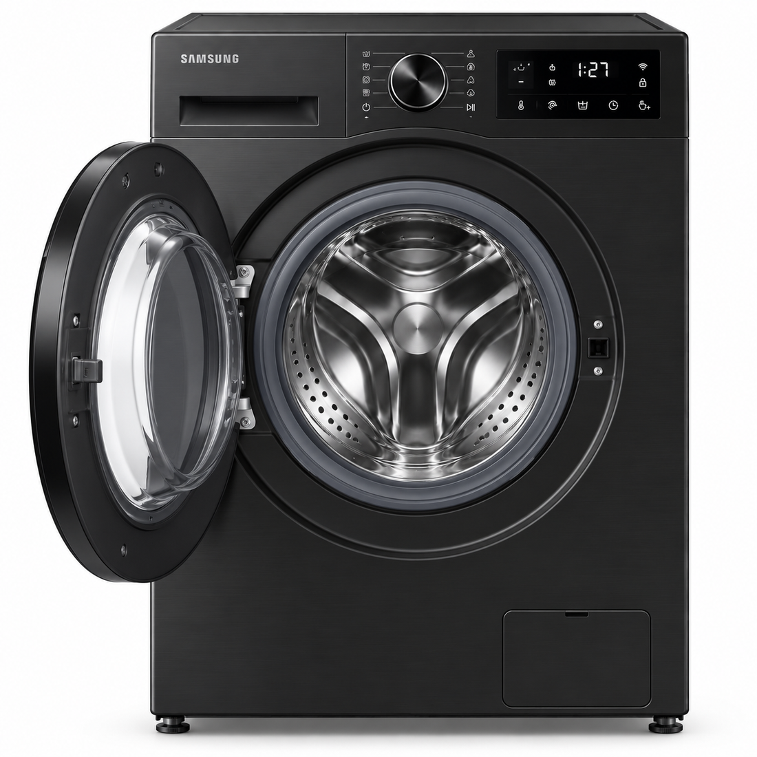 Samsung 9kg/6kg Front Load Washer Dryer Combo, 1400 RPM, Hygiene Steam, Digital Inverter, Black – WD90HG4U04BB - Teq Souq