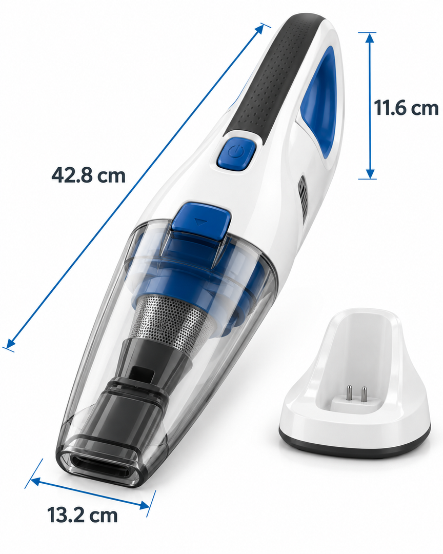 BLACK+DECKER 3.6V Cordless Wet & Dry Handheld Vacuum Cleaner, 385ml, Rechargeable Dustbuster, White/Blue – WDC115WA-B5 - Teq Souq