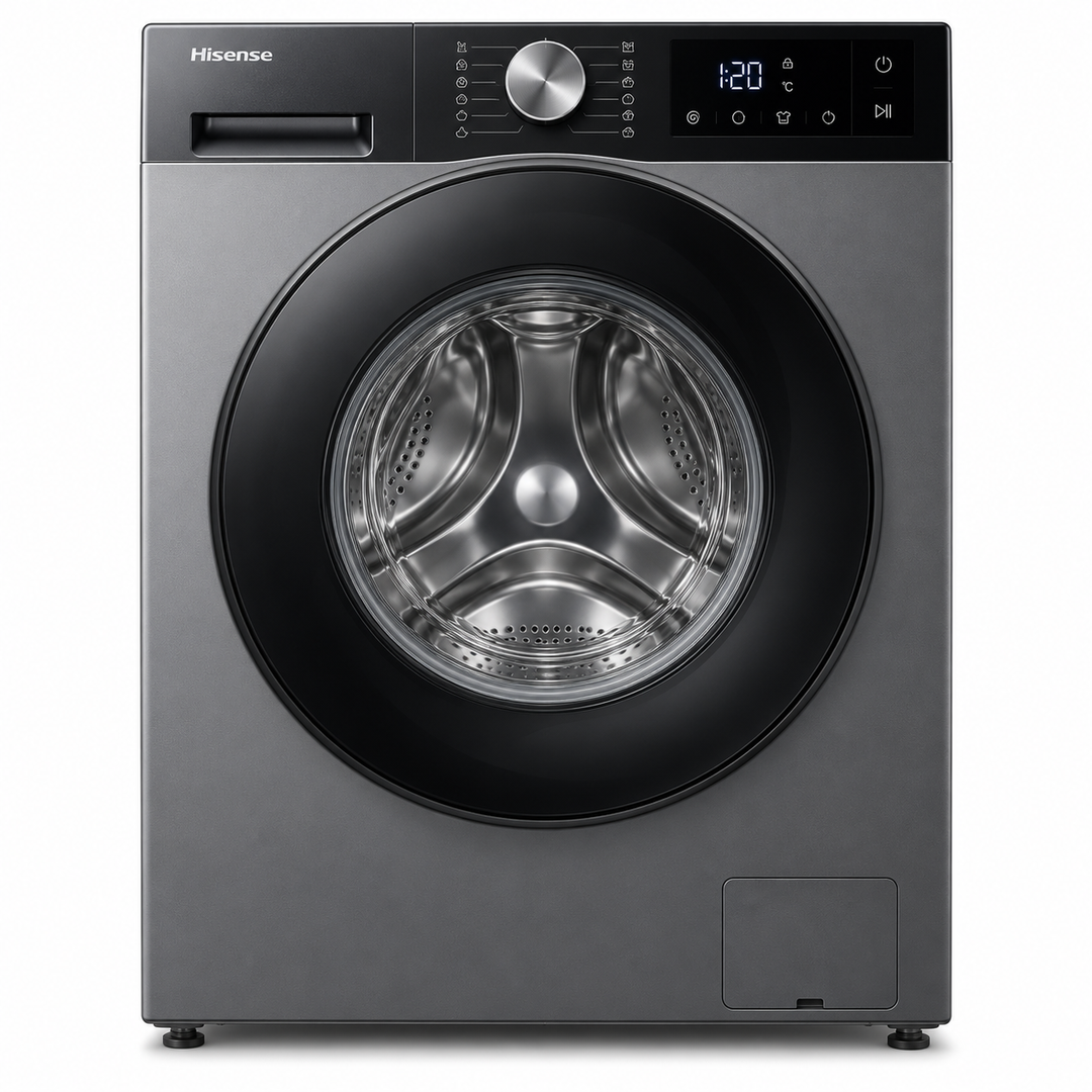 Hisense 3S Series 9kg Front Load Washing Machine, 1400 RPM, Inverter Motor, Smart Wi-Fi, Titanium Grey – WF3S9043BT - Teq Souq