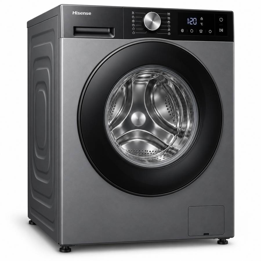 Hisense 3S Series 9kg Front Load Washing Machine, 1400 RPM, Inverter Motor, Smart Wi-Fi, Titanium Grey – WF3S9043BT - Teq Souq
