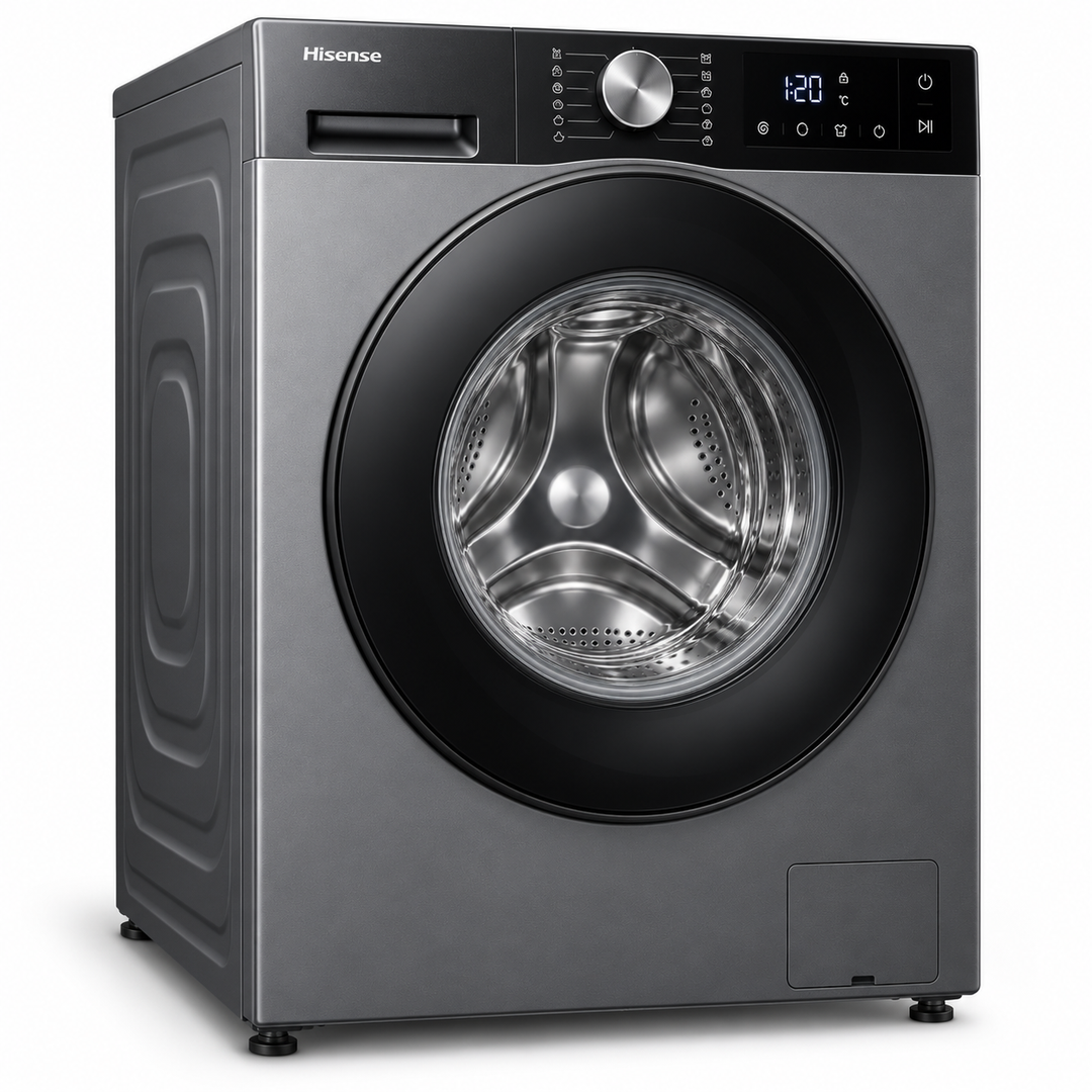 Hisense 3S Series 9kg Front Load Washing Machine, 1400 RPM, Inverter Motor, Smart Wi-Fi, Titanium Grey – WF3S9043BT - Teq Souq