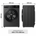Load image into Gallery viewer, Hisense 5S Series 12kg Front Load Washing Machine, 1400 RPM, Inverter Motor, Smart Wi-Fi, Auto Dosing, Black – WF5S1245BB - Teq Souq