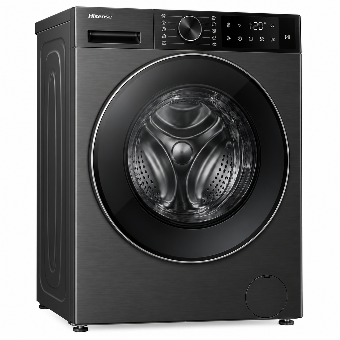 Hisense 5S Series 12kg Front Load Washing Machine, 1400 RPM, Inverter Motor, Smart Wi-Fi, Auto Dosing, Black – WF5S1245BB - Teq Souq
