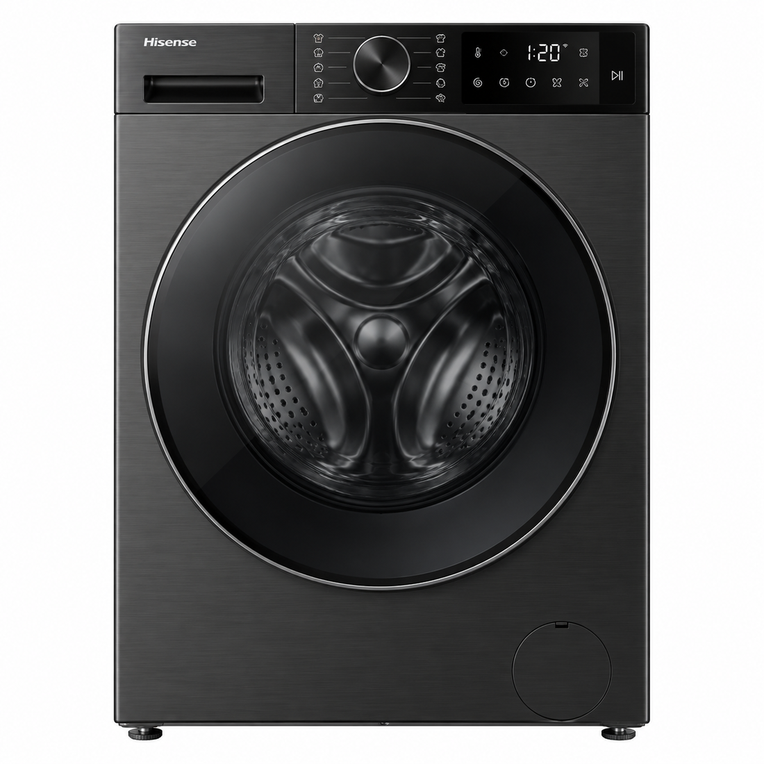 Hisense 5S Series 12kg Front Load Washing Machine, 1400 RPM, Inverter Motor, Smart Wi-Fi, Auto Dosing, Black – WF5S1245BB - Teq Souq