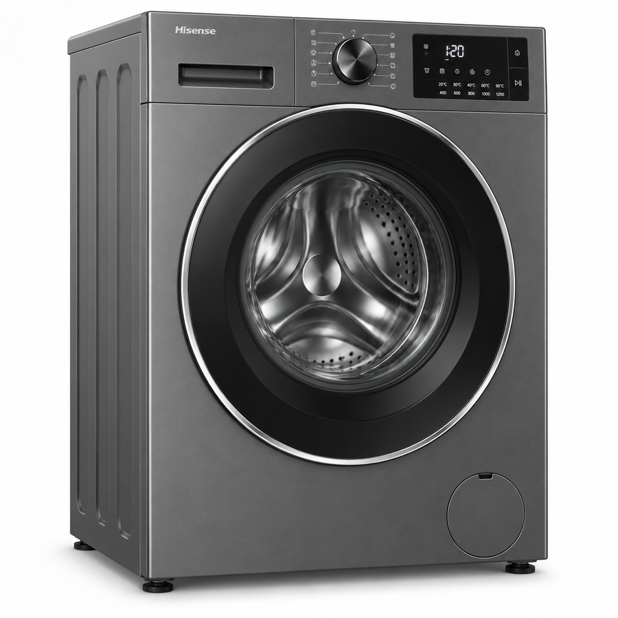 Hisense 7kg Front Load Washing Machine, 1200 RPM, Inverter Motor, Jet Wash, Titanium Grey – WFQP7012JT/P - Teq Souq