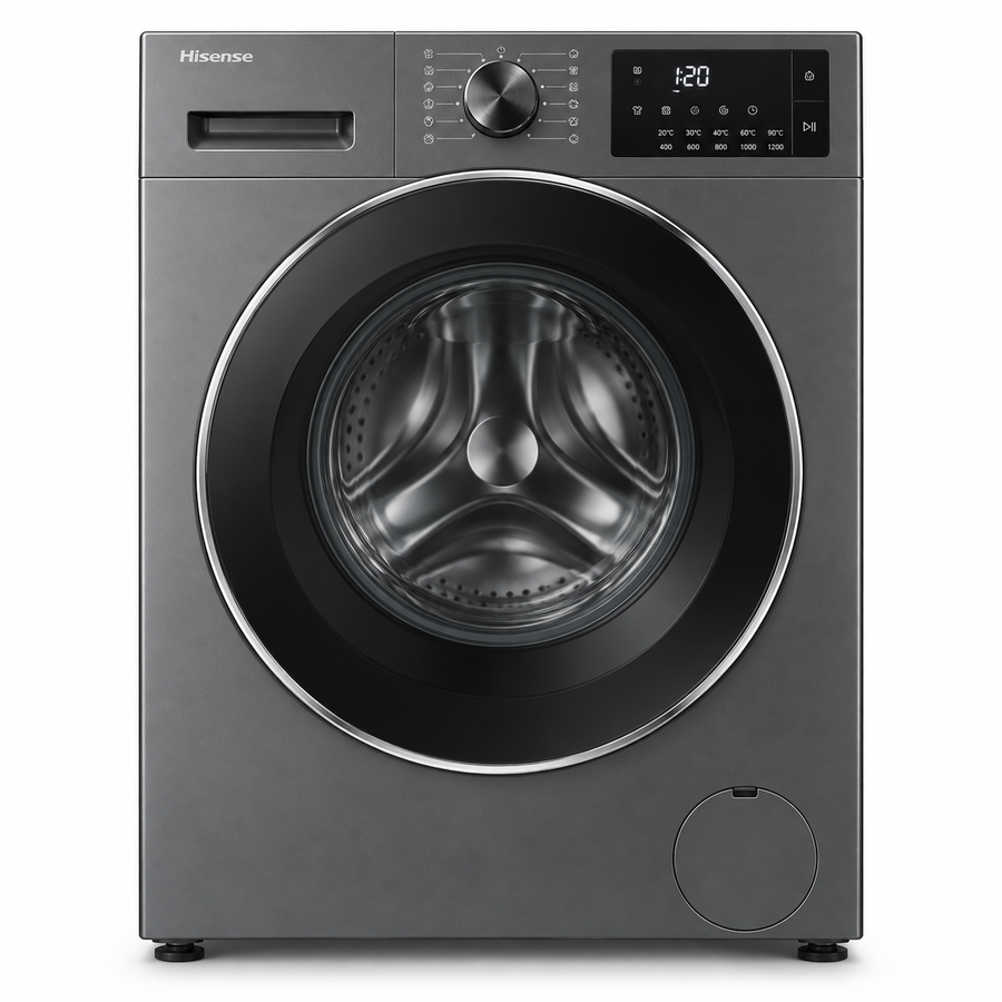 Hisense 7kg Front Load Washing Machine, 1200 RPM, Inverter Motor, Jet Wash, Titanium Grey – WFQP7012JT/P - Teq Souq