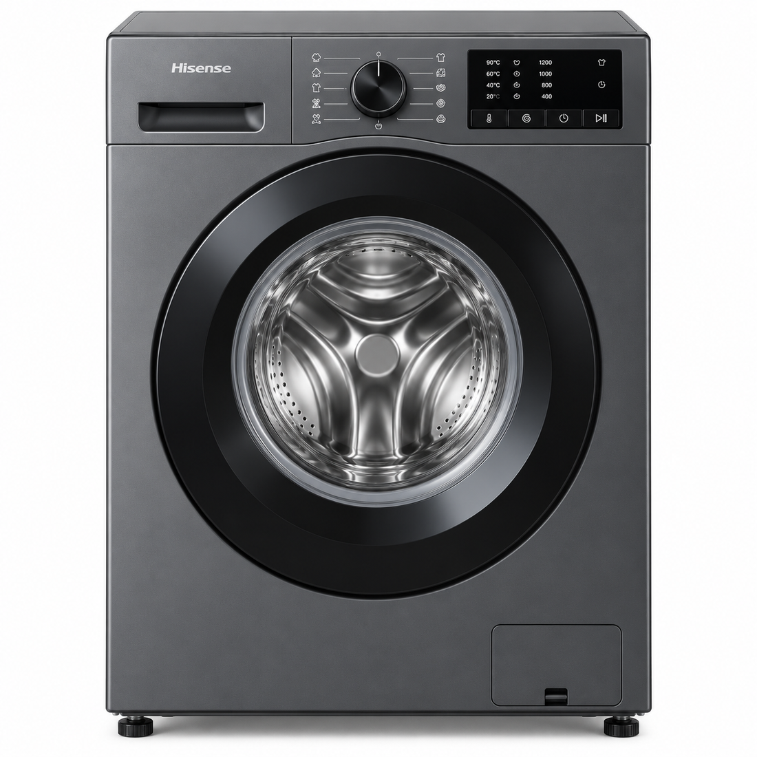 Hisense 7kg Front Load Washing Machine, 1200 RPM, Steam Wash, 15 Programs, Titanium Grey – WFVB7012MT - Teq Souq