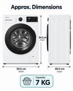 Load image into Gallery viewer, Hisense 7kg Front Load Washing Machine, 1200 RPM, Steam Wash, 15 Programs, White – WFVB7012M - Teq Souq