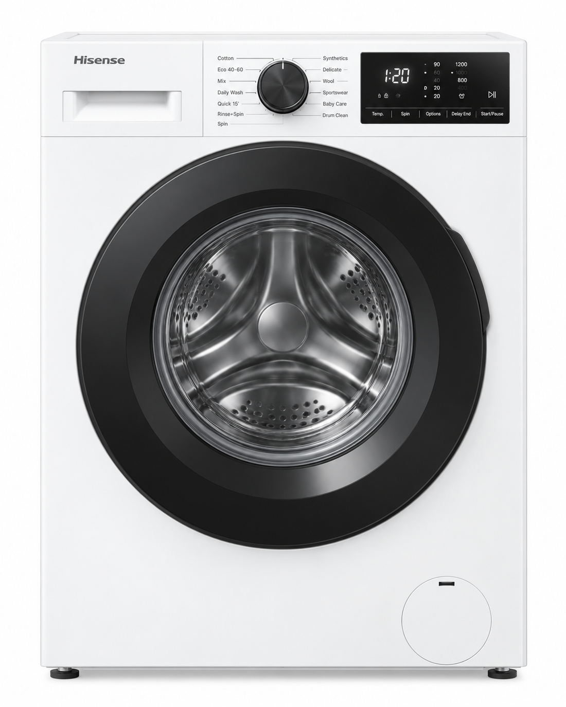 Hisense 7kg Front Load Washing Machine, 1200 RPM, Steam Wash, 15 Programs, White – WFVB7012M - Teq Souq