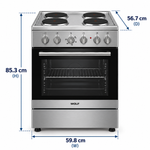 Load image into Gallery viewer, Wolf Power 60x60cm 4 Hot Plate Electric Cooker, 65L Oven with Fan, Stainless Steel – WGC6060HERMF - Teq Souq