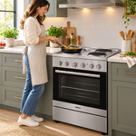 Load image into Gallery viewer, Wolf Power 60x60cm 4 Hot Plate Electric Cooker, 65L Oven with Fan, Stainless Steel – WGC6060HERMF - Teq Souq