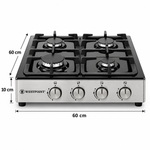 Load image into Gallery viewer, Westpoint 60cm 4 Burner Countertop Gas Hob, Auto Ignition, Cast Iron Supports, Stainless Steel – WGUJ-6640GIF - Teq Souq