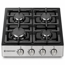 Westpoint 60cm 4 Burner Countertop Gas Hob, Auto Ignition, Cast Iron Supports, Stainless Steel – WGUJ-6640GIF - Teq Souq