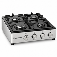 Westpoint 60cm 4 Burner Countertop Gas Hob, Auto Ignition, Cast Iron Supports, Stainless Steel – WGUJ-6640GIF - Teq Souq