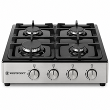 Westpoint 60cm 4 Burner Countertop Gas Hob, Auto Ignition, Cast Iron Supports, Stainless Steel – WGUJ-6640GIF - Teq Souq