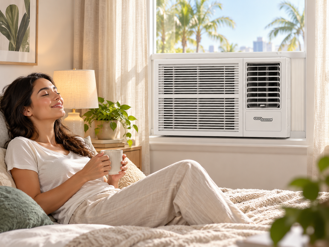 Super General SGA18i 18000 BTU Inverter Window Air Conditioner, T3 Compressor, 6-in-1 Filter, R410A, White