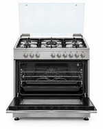 Load image into Gallery viewer, Whirlpool 90x60cm 5 Burner Freestanding Gas Cooker, 97L Gas Oven &amp; Grill, Cast Iron, Inox – WM9GC1KCX/MEA - Teq Souq