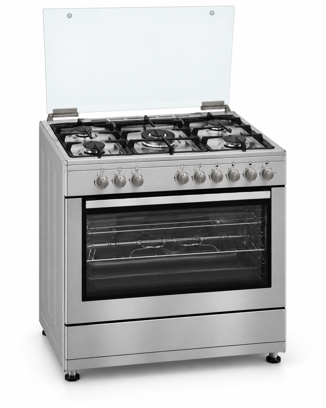 Whirlpool 90x60cm 5 Burner Freestanding Gas Cooker, 97L Gas Oven & Grill, Cast Iron, Inox – WM9GC1KCX/MEA - Teq Souq