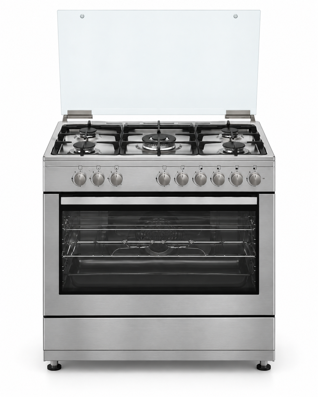 Whirlpool 90x60cm 5 Burner Freestanding Gas Cooker, 97L Gas Oven & Grill, Cast Iron, Inox – WM9GC1KCX/MEA - Teq Souq