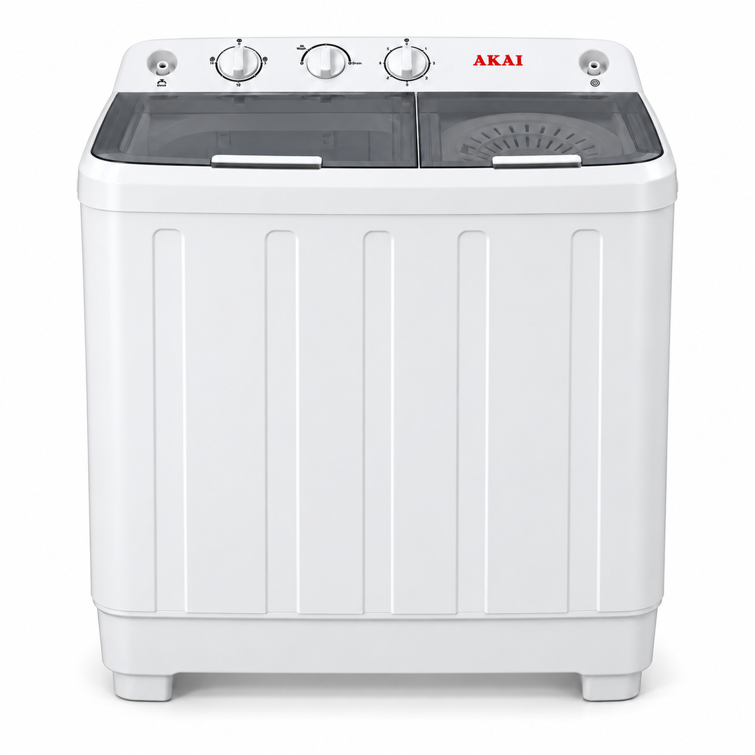 AKAI 10kg Twin Tub Semi-Automatic Washing Machine, Top Load, Spin Dryer, White – WMMA-X010TT - Teq Souq