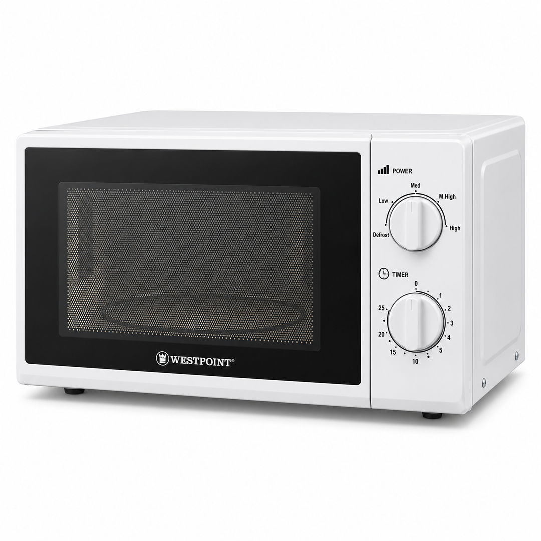 Westpoint 20L Solo Microwave Oven, 700W, 5 Power Levels, Defrost, Mechanical Control, White – WMS-2014 - Teq Souq