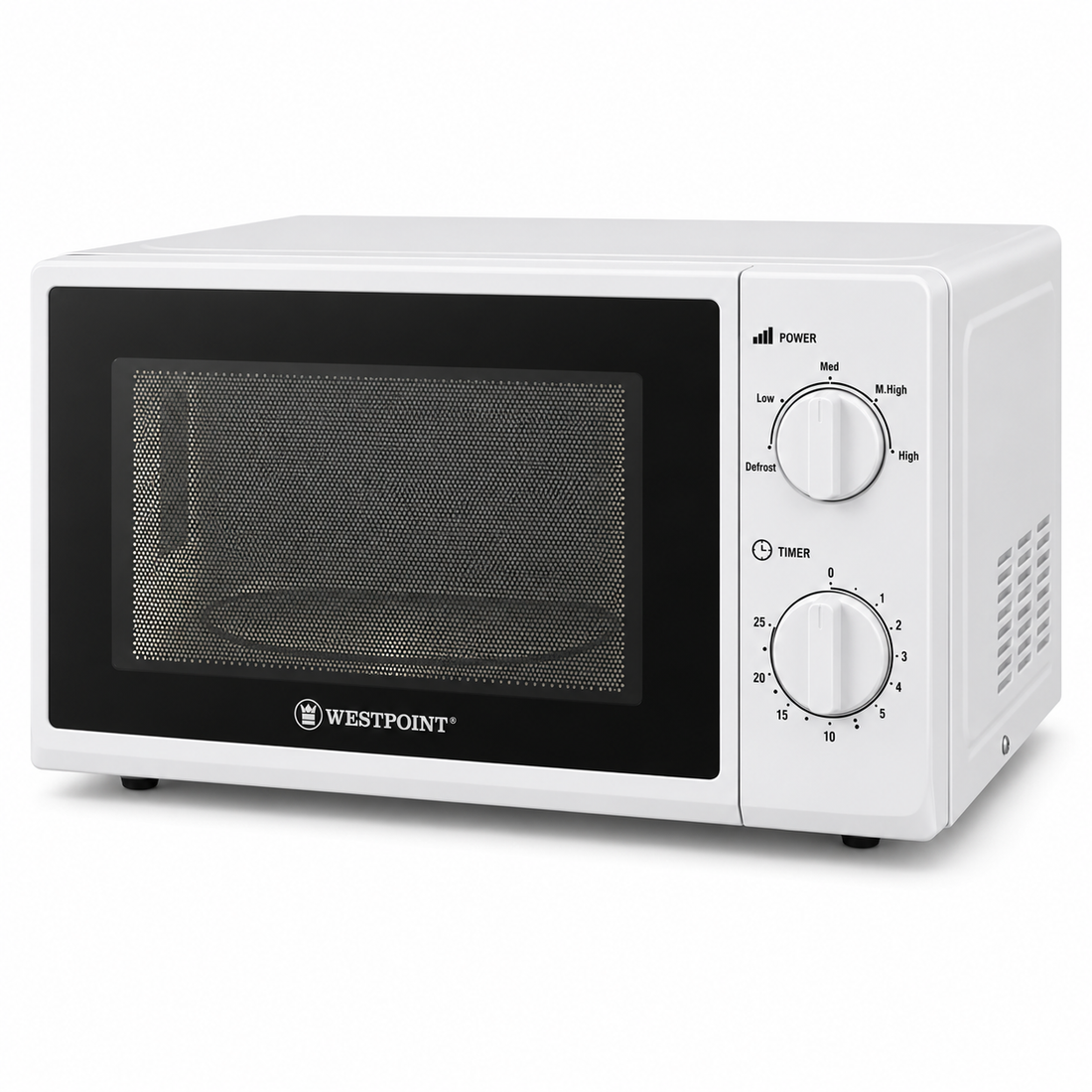 Westpoint 20L Solo Microwave Oven, 700W, 5 Power Levels, Defrost, Mechanical Control, White – WMS-2014 - Teq Souq