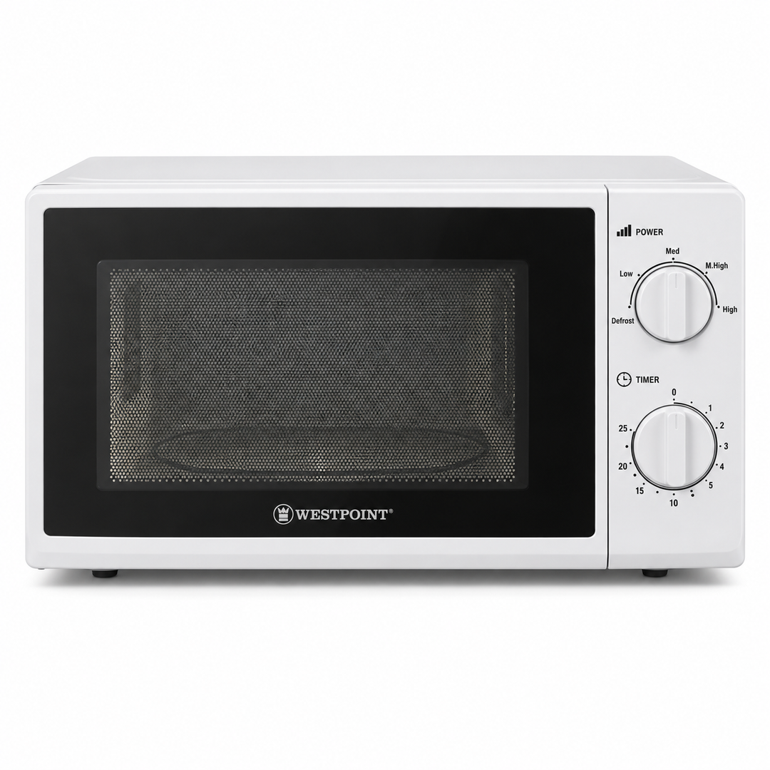 Westpoint 20L Solo Microwave Oven, 700W, 5 Power Levels, Defrost, Mechanical Control, White – WMS-2014 - Teq Souq
