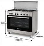 Load image into Gallery viewer, WOLF POWER WGC9060CERMF1 90x60cm Freestanding Electric Cooking Range with Ceramic Hob &amp; Electric Oven, Stainless Steel