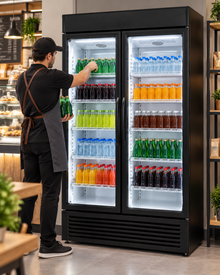 Westpoint 1200L 2-Door Upright Showcase Chiller, No Frost Commercial Beverage Cooler, Black – WPSN-12017T2 - Teq Souq