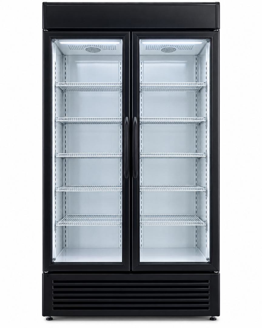 Westpoint 1200L 2-Door Upright Showcase Chiller, No Frost Commercial Beverage Cooler, Black – WPSN-12017T2 - Teq Souq