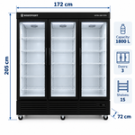Load image into Gallery viewer, Westpoint 1800L 3-Door Upright Showcase Chiller, Glass Door Commercial Beverage Cooler, Black – WPSN-18017RTN - Teq Souq