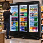 Load image into Gallery viewer, Westpoint 1800L 3-Door Upright Showcase Chiller, Glass Door Commercial Beverage Cooler, Black – WPSN-18017RTN - Teq Souq