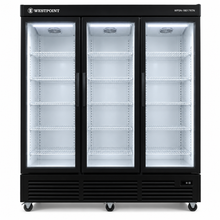 Westpoint 1800L 3-Door Upright Showcase Chiller, Glass Door Commercial Beverage Cooler, Black – WPSN-18017RTN - Teq Souq