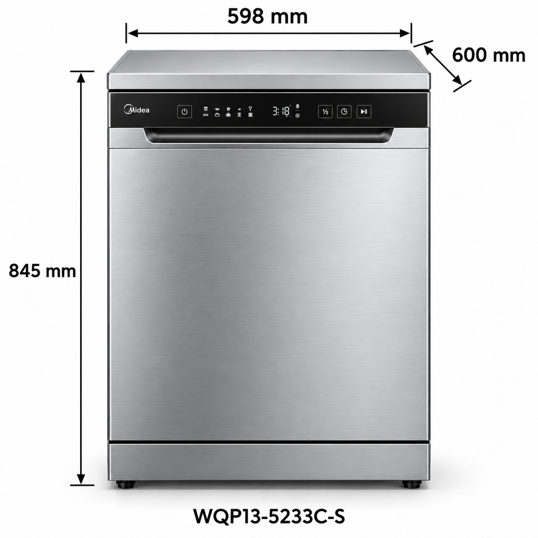 Midea 13 Place Settings Freestanding Dishwasher, Silver – WQP13-5233C-S - Teq Souq