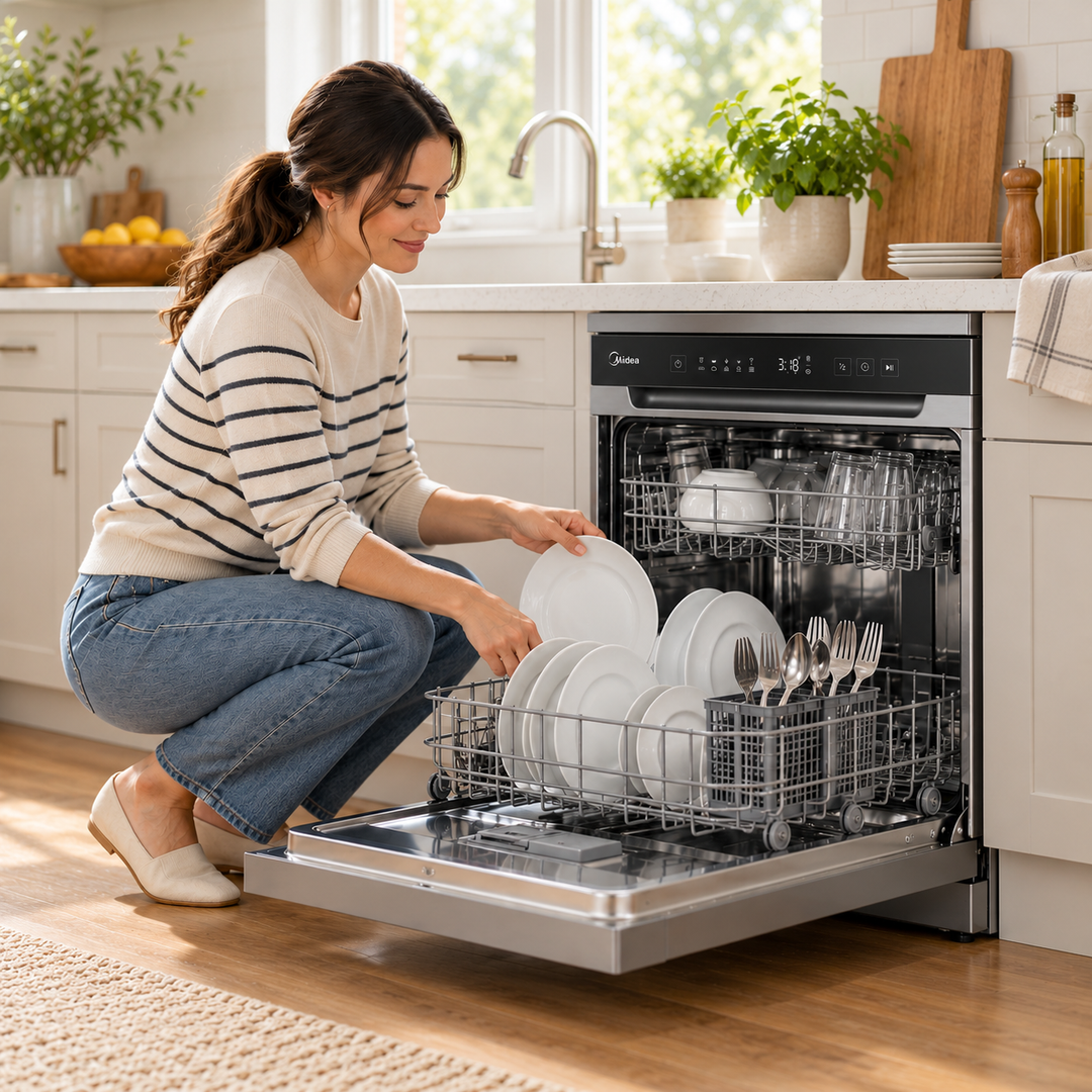 Midea 13 Place Settings Freestanding Dishwasher, Silver – WQP13-5233C-S - Teq Souq