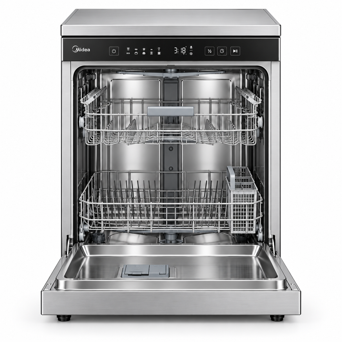 Midea 13 Place Settings Freestanding Dishwasher, Silver – WQP13-5233C-S - Teq Souq