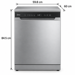 Load image into Gallery viewer, Midea 14 Place Settings Smart Freestanding Dishwasher, 8 Programs, Wi-Fi, Silver – WQP14-W7633CS - Teq Souq