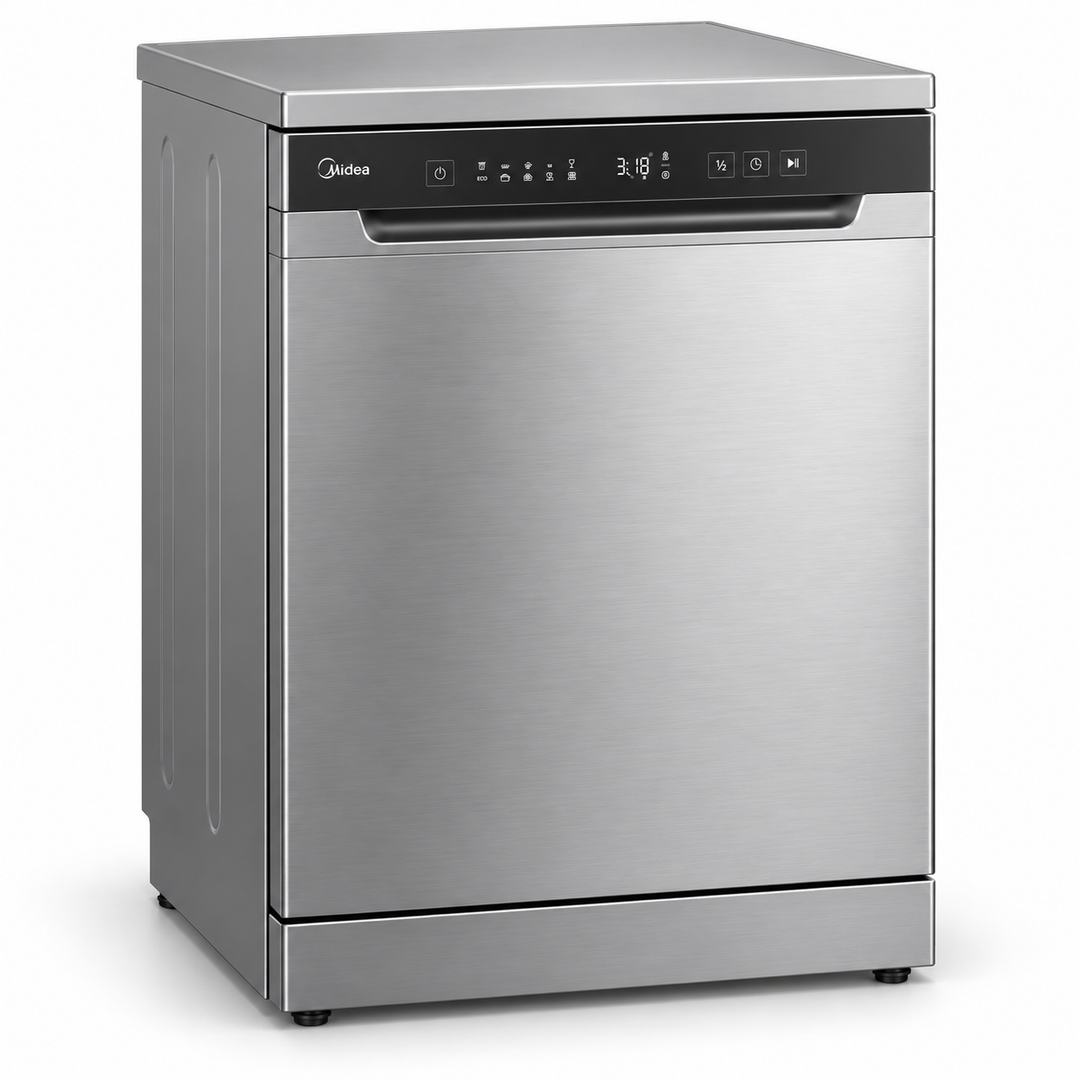 Midea 14 Place Settings Smart Freestanding Dishwasher, 8 Programs, Wi-Fi, Silver – WQP14-W7633CS - Teq Souq