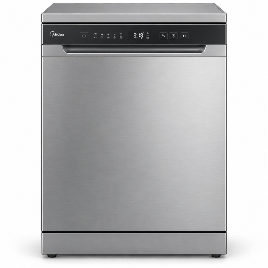 Midea 14 Place Settings Smart Freestanding Dishwasher, 8 Programs, Wi-Fi, Silver – WQP14-W7633CS - Teq Souq