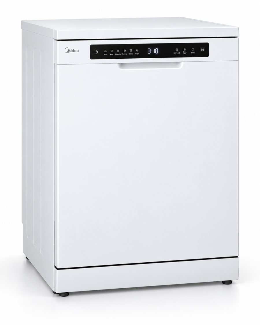 Midea 14 Place Settings Smart Freestanding Dishwasher, 8 Programs, Wi-Fi, White – WQP14-W7633CW - Teq Souq
