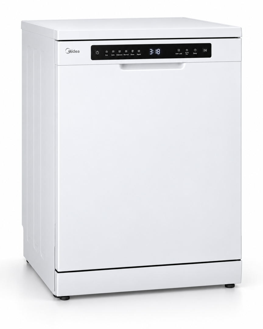 Midea 14 Place Settings Smart Freestanding Dishwasher, 8 Programs, Wi-Fi, White – WQP14-W7633CW - Teq Souq