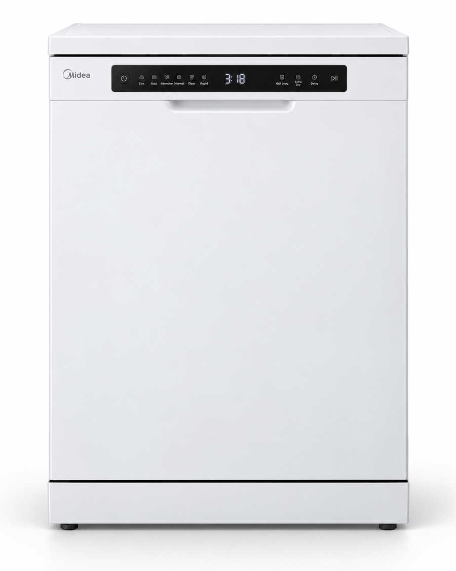 Midea 14 Place Settings Smart Freestanding Dishwasher, 8 Programs, Wi-Fi, White – WQP14-W7633CW - Teq Souq