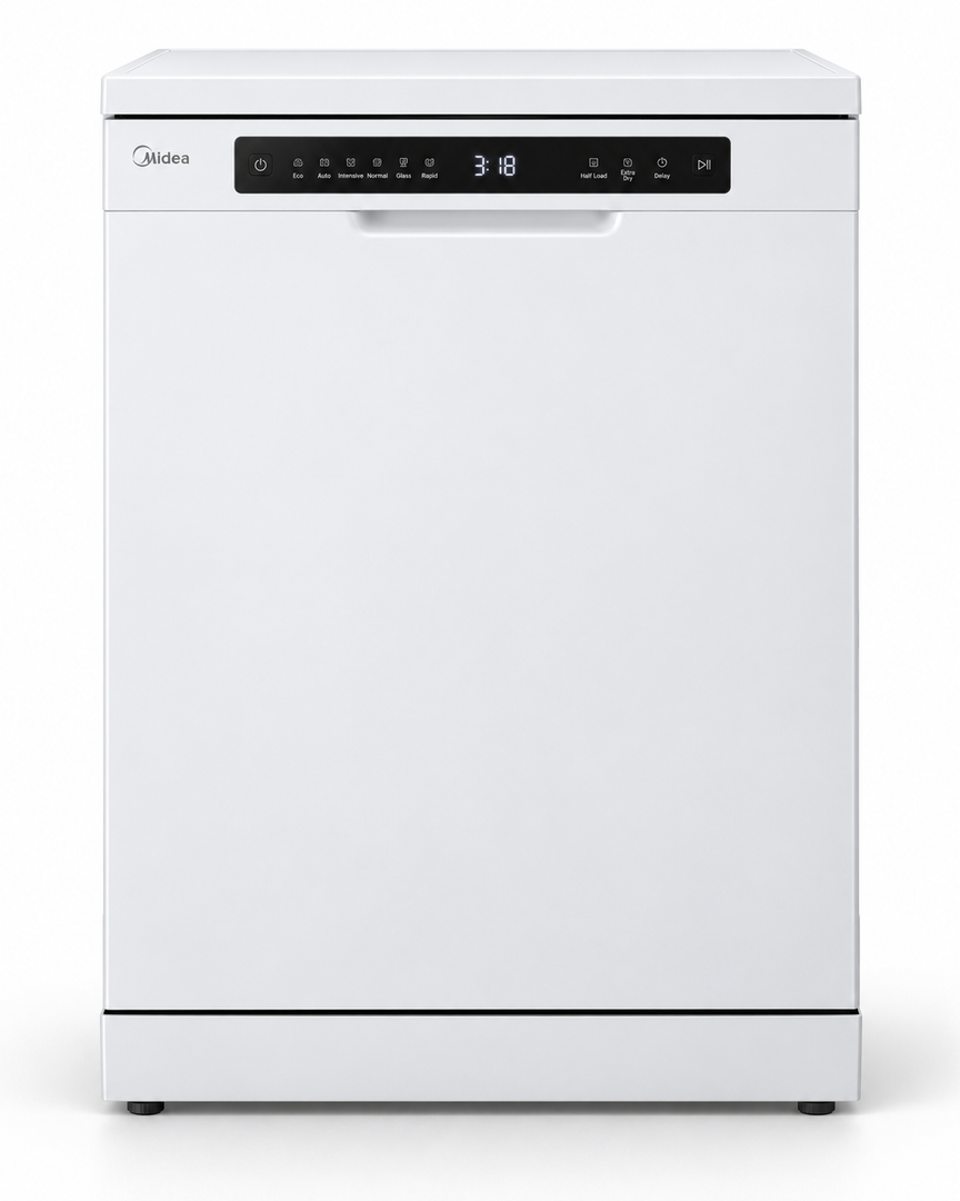 Midea 14 Place Settings Smart Freestanding Dishwasher, 8 Programs, Wi-Fi, White – WQP14-W7633CW - Teq Souq
