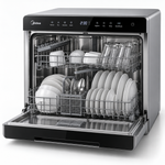 Load image into Gallery viewer, Midea 8 Place Settings Countertop Dishwasher, 7 Programs, Inverter Quattro, Silver – WQP83802FS - Teq Souq