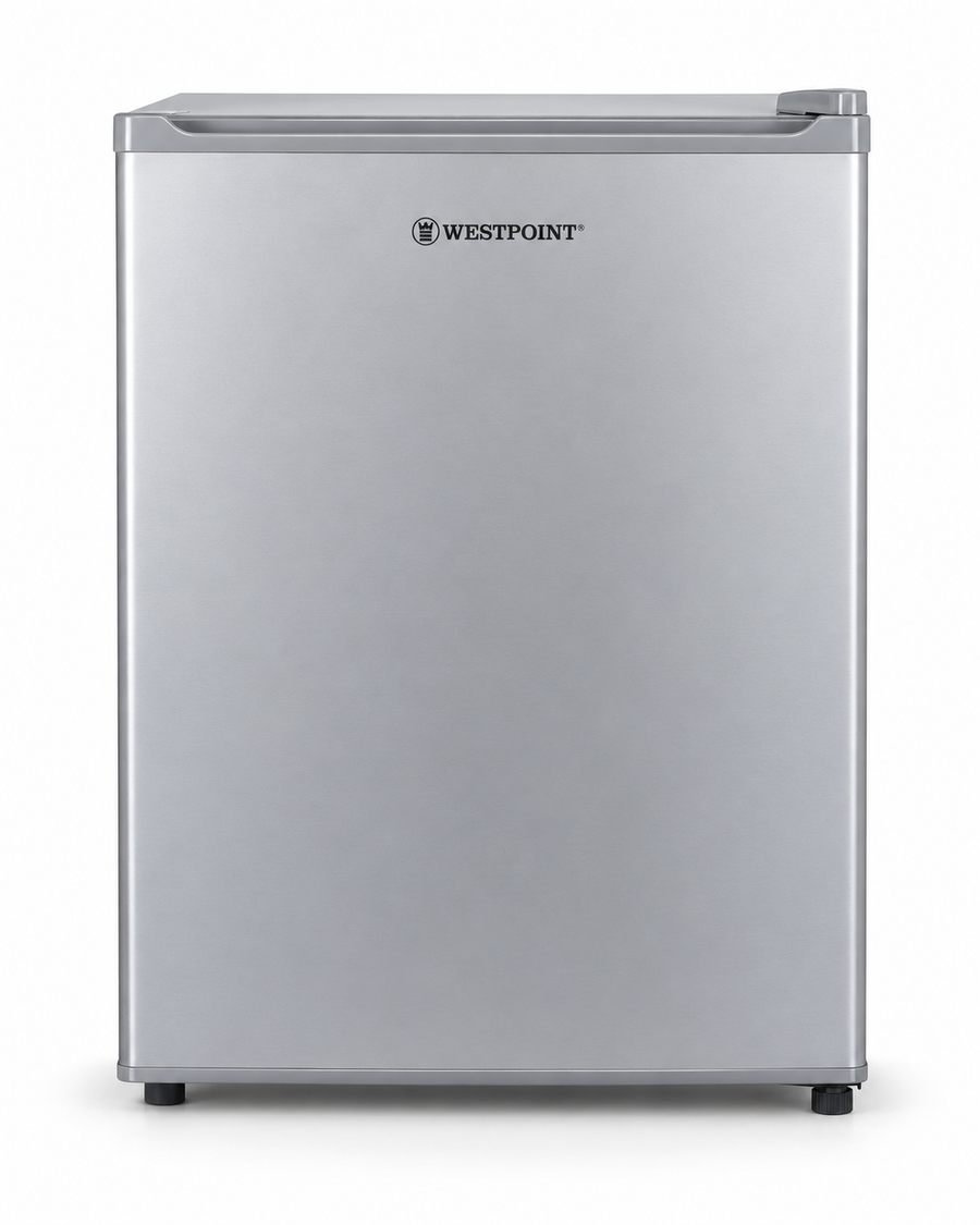 Westpoint 50L Single Door Mini Refrigerator, Manual Defrost, Lock & Key, Silver – WROK-521EI - Teq Souq