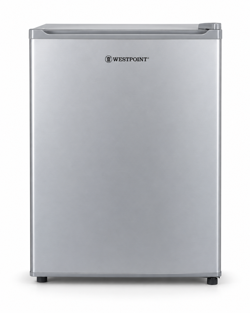 Westpoint 50L Single Door Mini Refrigerator, Manual Defrost, Lock & Key, Silver – WROK-521EI - Teq Souq