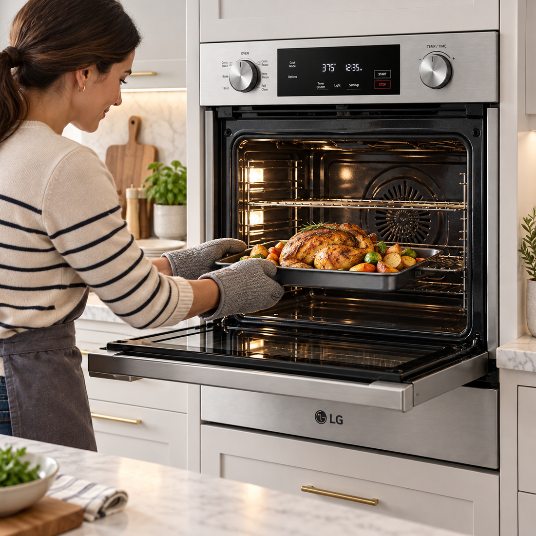 LG 76L InstaView Built-In Electric Oven, 15 Cooking Modes, Air Fry, Air Sous-Vide, Stainless Steel – WSED7613S - Teq Souq