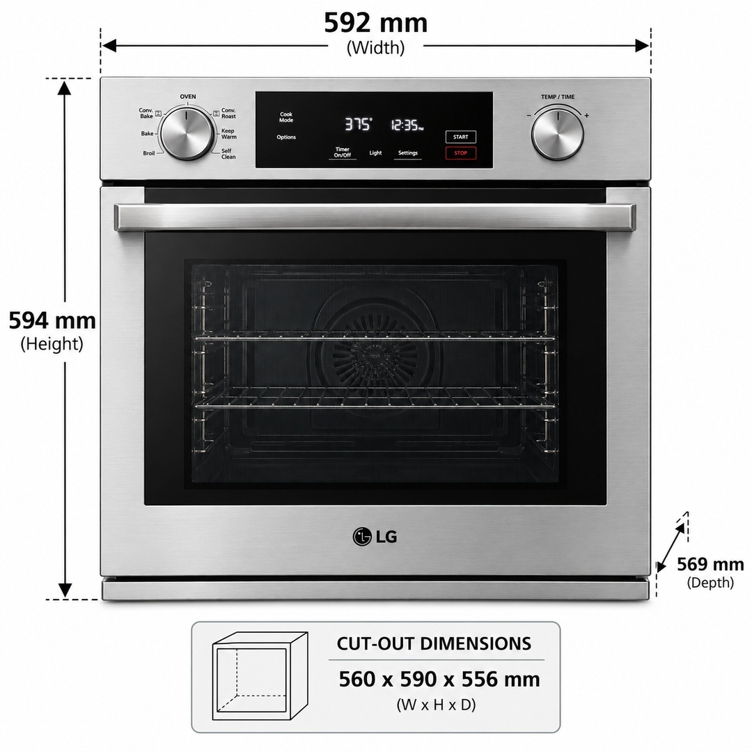 LG 76L InstaView Built-In Electric Oven, 15 Cooking Modes, Air Fry, Air Sous-Vide, Stainless Steel – WSED7613S - Teq Souq