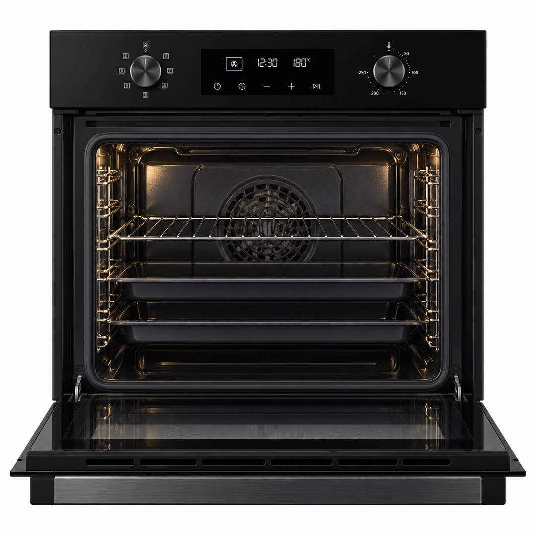 LG 72L Built-In Electric Oven, Convection Fan, Telescopic Rails, LED Display, Black Glass – WSEZ7213B1 - Teq Souq