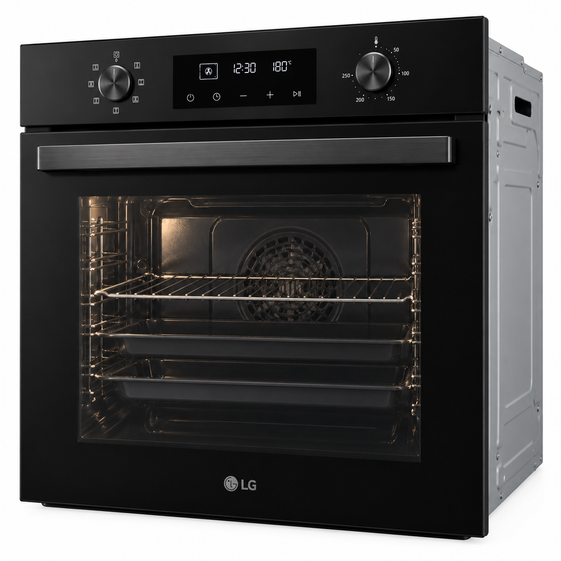 LG 72L Built-In Electric Oven, Convection Fan, Telescopic Rails, LED Display, Black Glass – WSEZ7213B1 - Teq Souq